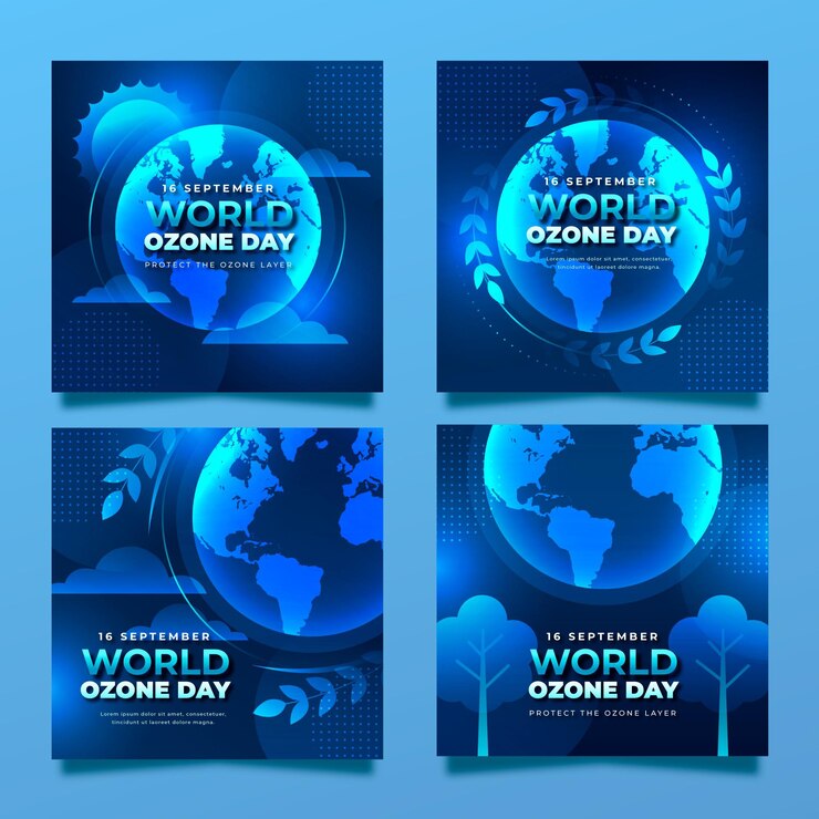 Free Vector gradient world ozone day instagram posts collection
