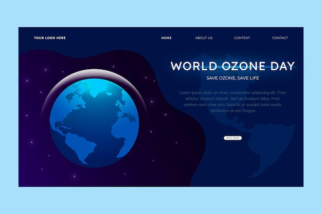 Бесплатное векторное изображение Шаблон целевой страницы градиентный всемирный день озона