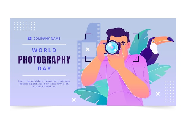Free vector gradient world photography day social media post template