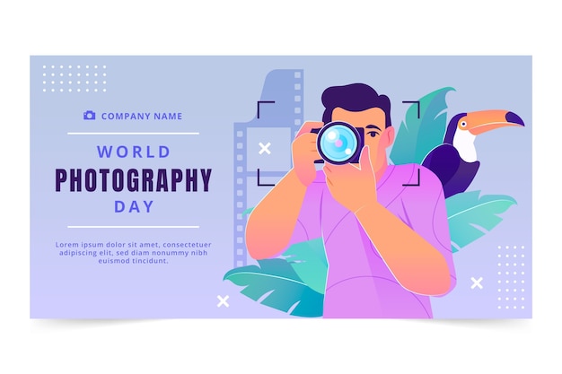 Gradient world photography day social media post template