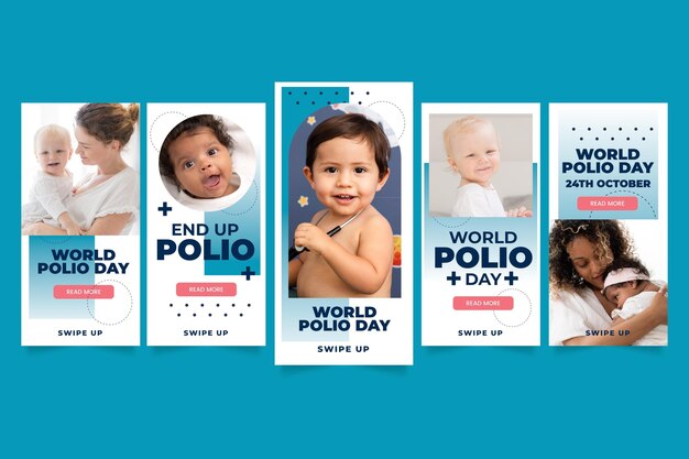 Gradient world polio day instagram stories collection