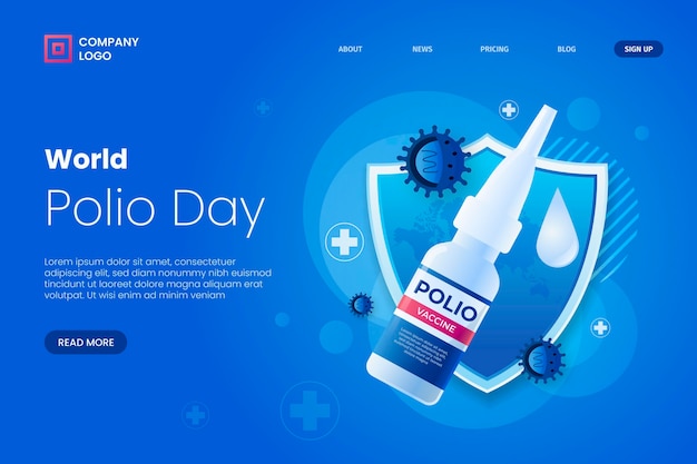 Gradient world polio day landing page template