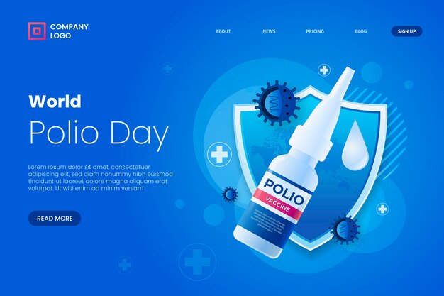 Шаблон целевой страницы градиентного всемирного дня полиомиелита