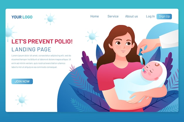 Gradient world polio day landing page template