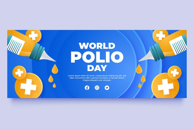 Vettore gratuito modello di copertina per social media della giornata mondiale della polio sfumata