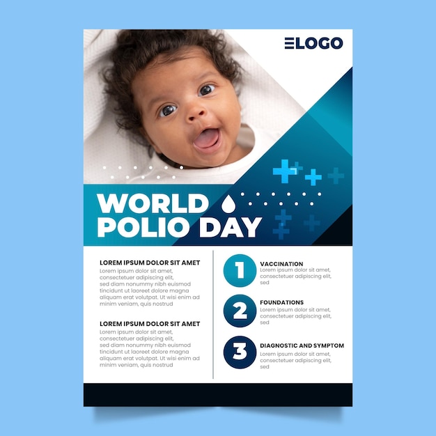 Free vector gradient world polio day vertical poster template