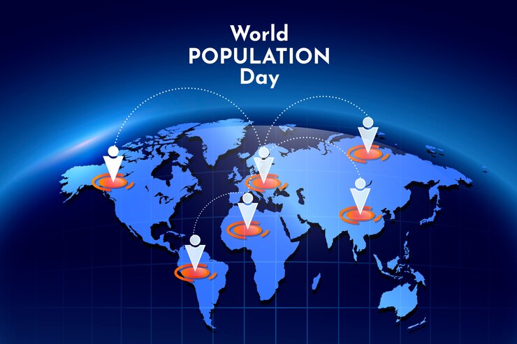Free Vector gradient world population day background with planet and people