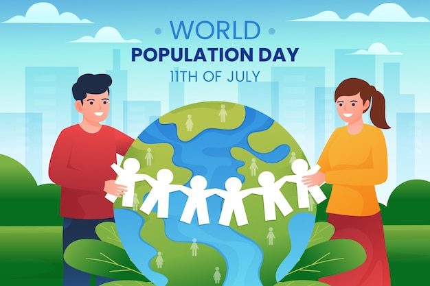 그라데이션 세계 인구의 날 배경