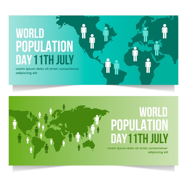 Free vector gradient world population day banners set