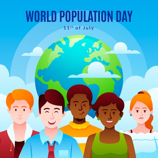 Free vector gradient world population day illustration