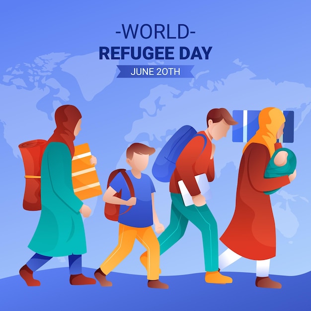 Free vector gradient world refugee day illustration