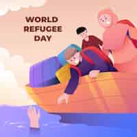 Free vector gradient world refugee day illustration