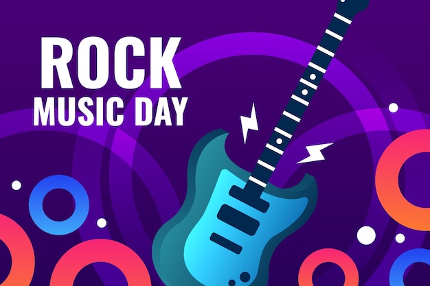 Free vector gradient world rock day background with guitar