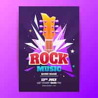 Free vector gradient world rock day vertical poster template with guitar