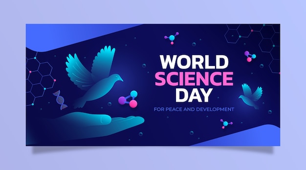 Gradient world science day horizontal banner template