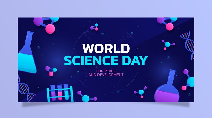 Free Vector gradient world science day horizontal banner template