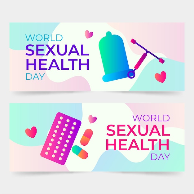 Бесплатное векторное изображение Набор градиентных баннеров всемирного дня сексуального здоровья