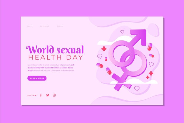 Шаблон целевой страницы градиента всемирного дня сексуального здоровья