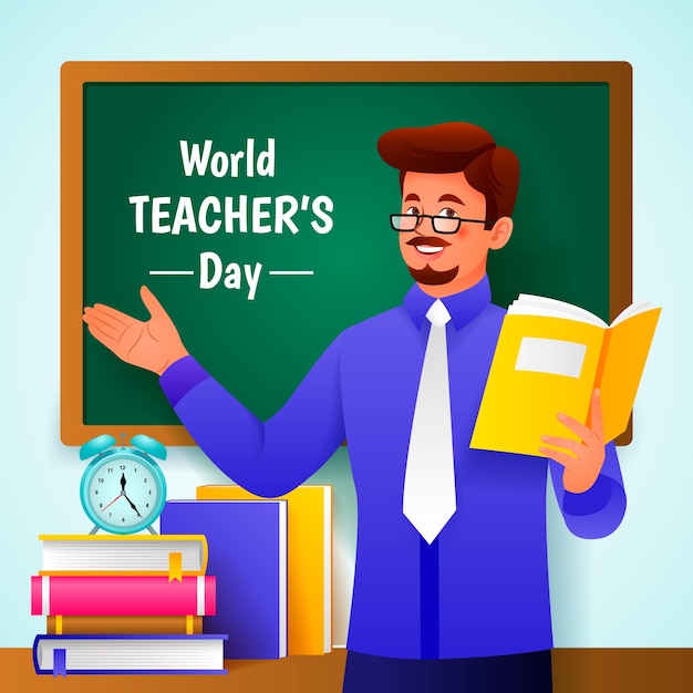Vettore gratuito illustrazione della giornata mondiale degli insegnanti gradiente