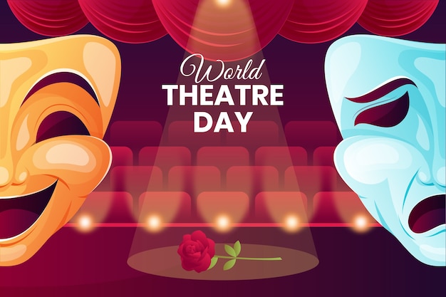 Gradient world theatre day illustration