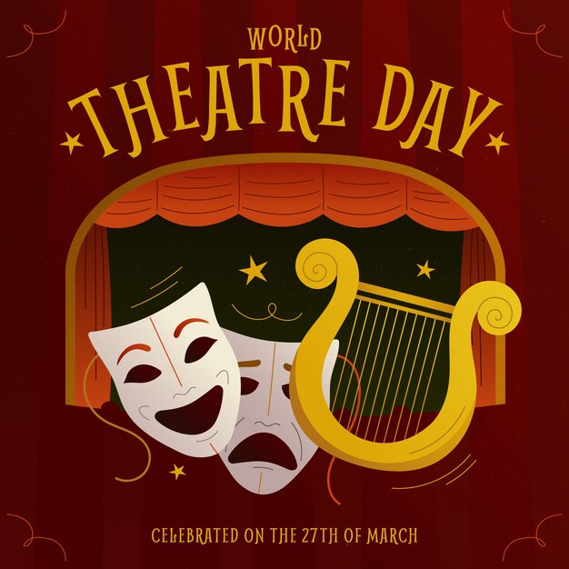 Gradient world theatre day illustration