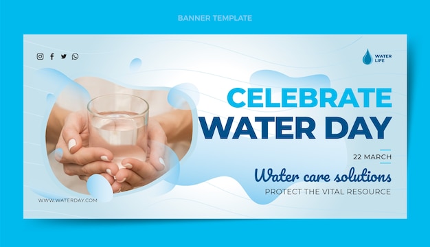 Gradient world water day horizontal banner