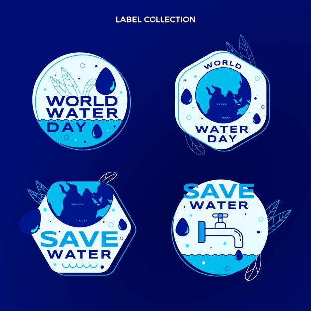 Free vector gradient world water day labels collection