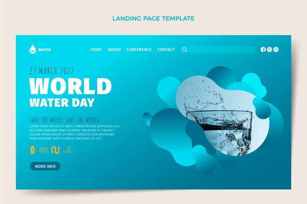 グラデーション世界水の日のランディングページテンプレート