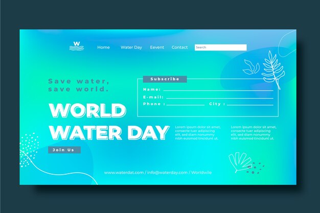 グラデーション世界水の日のランディングページテンプレート