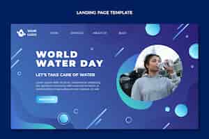 Бесплатное векторное изображение Шаблон целевой страницы всемирного дня воды с градиентом