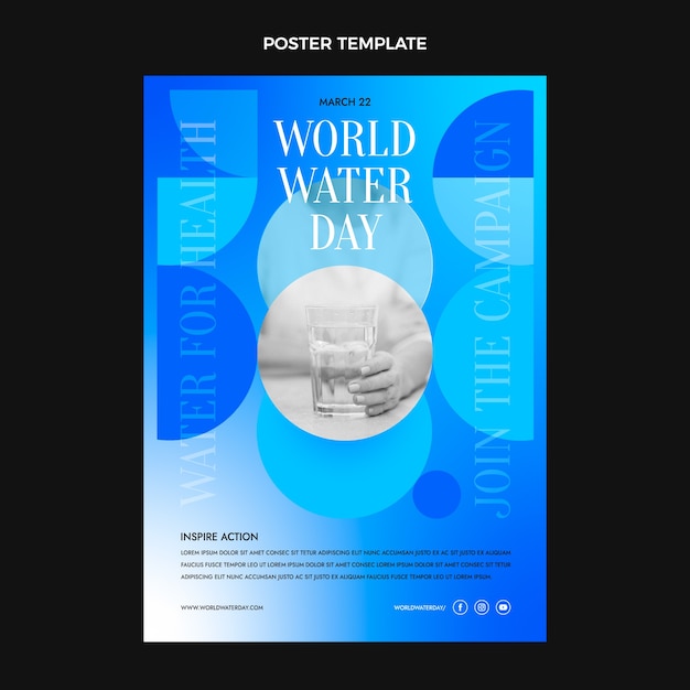 그라디언트 세계 물의 날 세로 포스터 템플릿