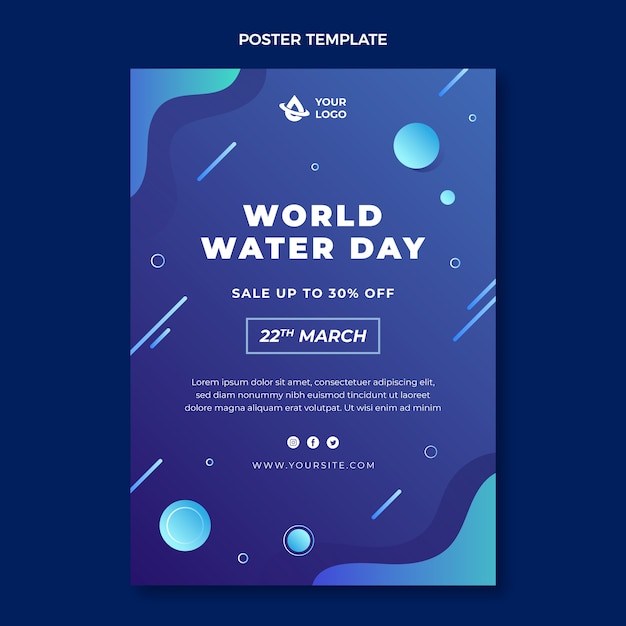 Free vector gradient world water day vertical poster template