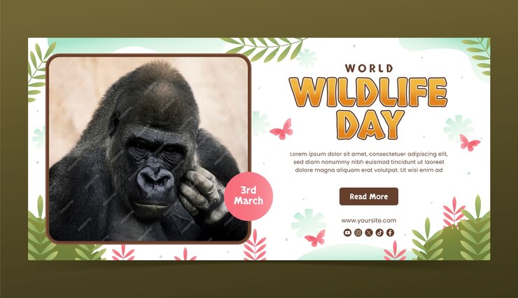 Free Vector gradient world wildlife day horizontal banner template