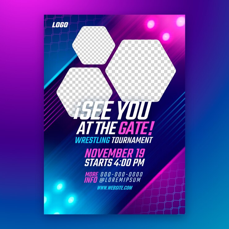Free Vector gradient wrestling  fight poster template