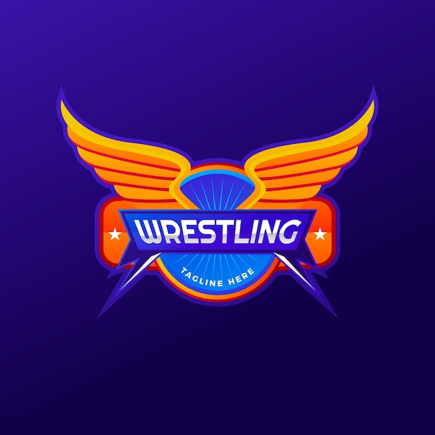 Vettore gratuito design del logo di wrestling sfumato