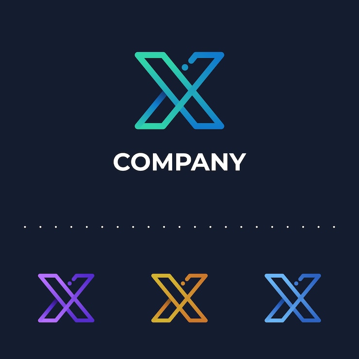 무료 Vector 그라디언트 x 문자 로고