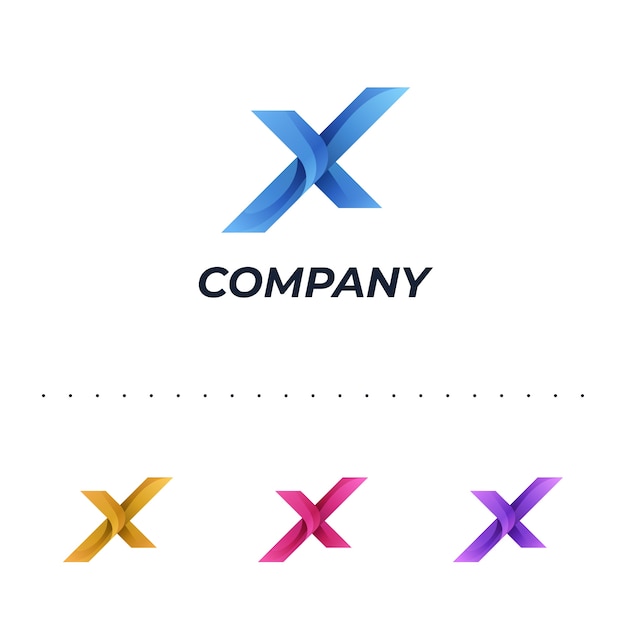 グラデーションx文字のロゴ