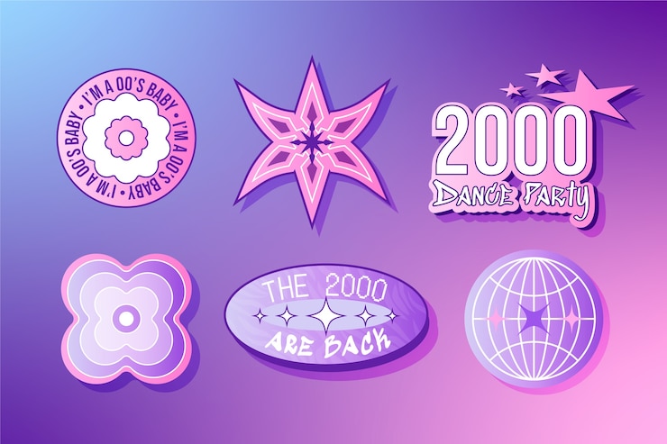 Free Vector gradient y2k element collection