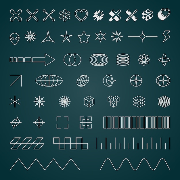 Free vector gradient y2k icon set