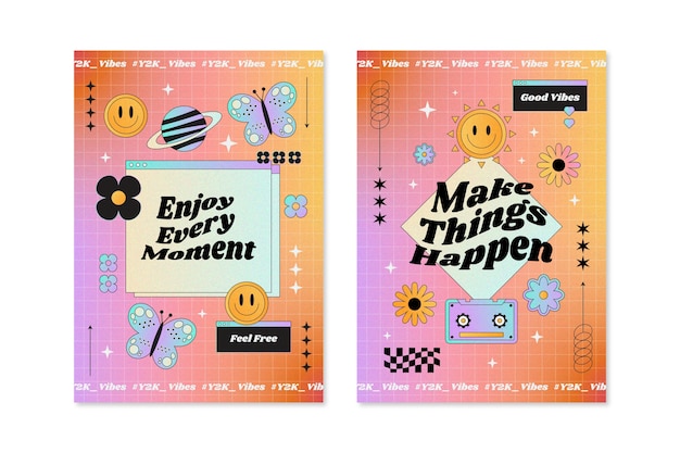 Gradient y2k poster template