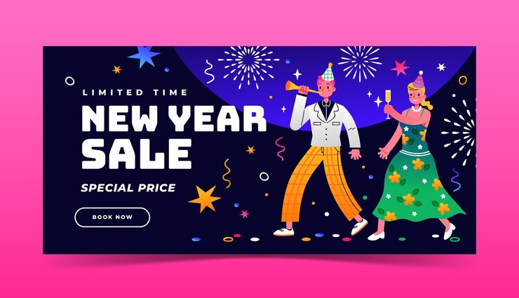 Free Vector gradient year end sale banner template