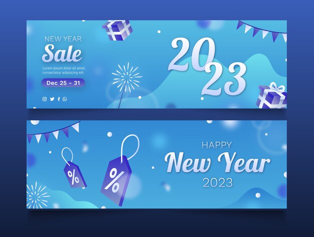 Gradient year end sale banners set
