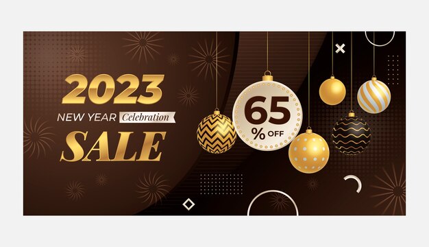 Gradient year end sale horizontal banner template