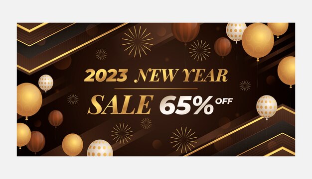 Gradient year end sale horizontal banner template