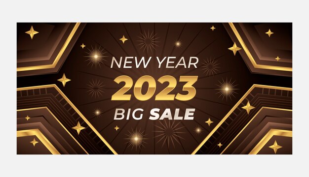 Gradient year end sale horizontal banner template