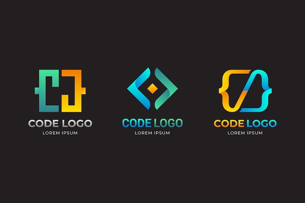 Gradient yellow and blue code logo template