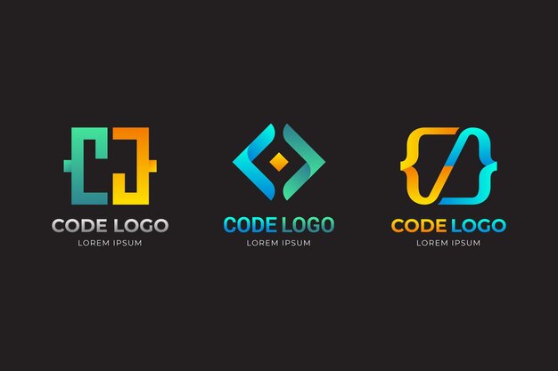 Gradient yellow and blue code logo template