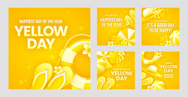 Gradient yellow day instagram posts collection