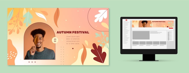 Gradient youtube channel art for mid-autumn festival celebration