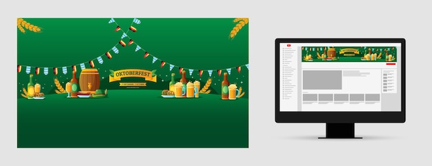 Free vector gradient youtube channel art for oktoberfest festival